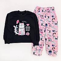Пижама Dexters детская футер cat flowers 122 см розовый черный (131751969192) NB, код: 8336047