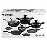 Набір посуду Ofenbach на 12 предметів з підставками включає ковш 16 см, каструлі 20 і 24 см, та сотейник 28 см., фото 10
