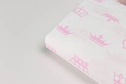 Лоскуток. Тканина з рожевими коронами на білому тлі 51*160 см
