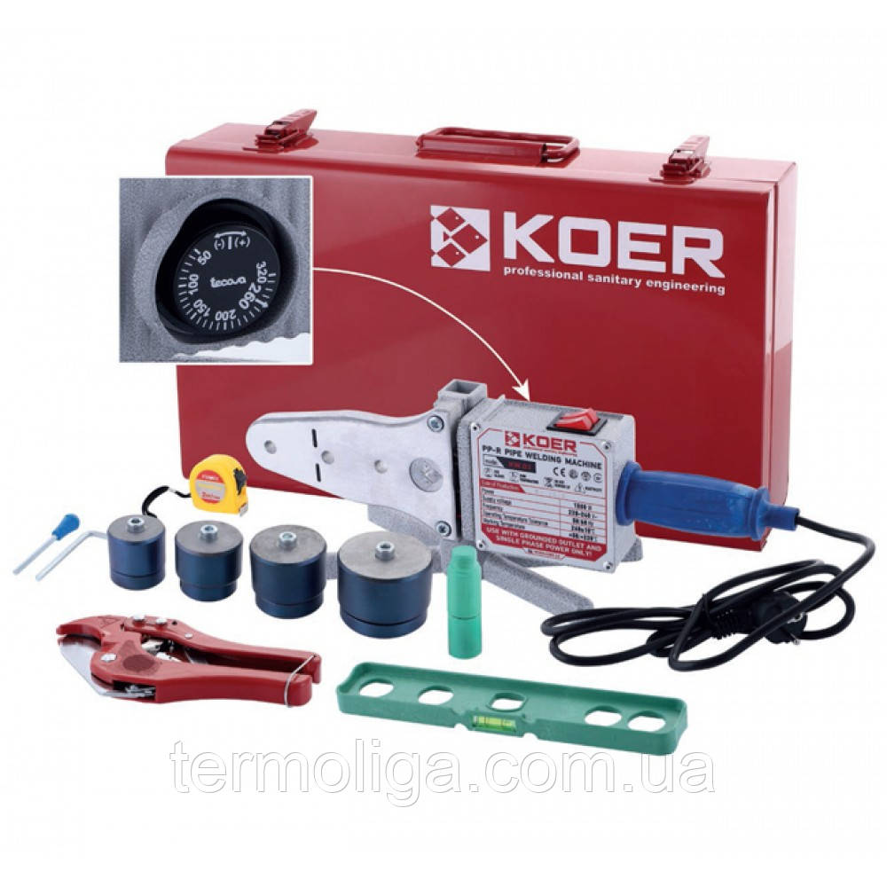 KР KW.SET-03 Набір для паяння PPR труби(1500Вт,4 насад.,ножиц,рулетка,2 заглуш,рівень)