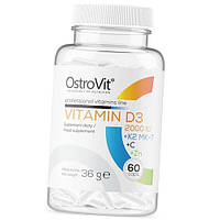 Витамины для иммунитета здоровья костей и кожи Vitamin D3 + K2 MK-7 + C + Zinc Ostrovit 60капс (36250063)