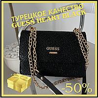 Жіноча сумка в стилі Гесс/Guess heart black logo Турецька якість