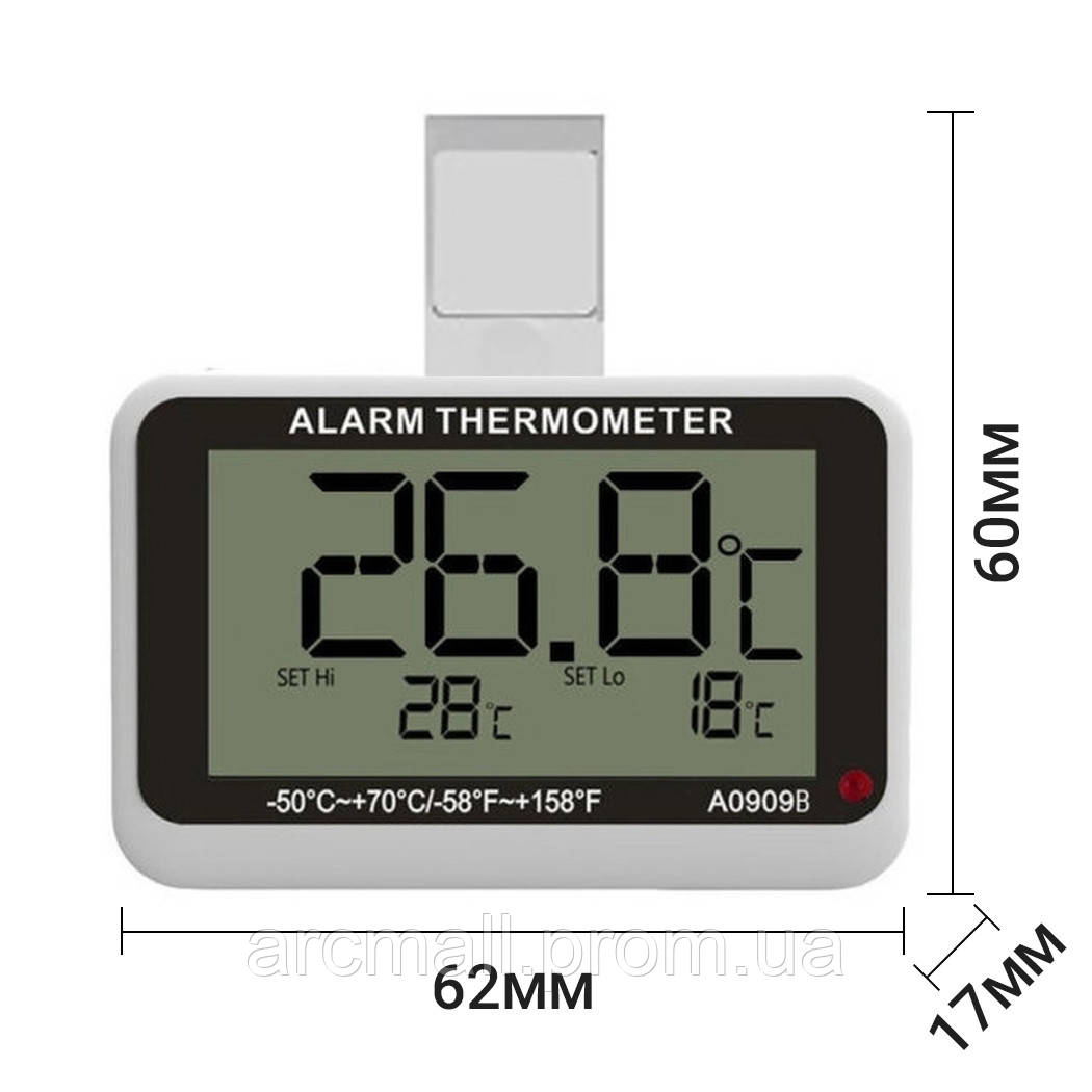 Цифровой термометр для холодильника с сигнализатором температуры UChef A0909B Белый с черным AM, код: 7444724 - фото 2 - id-p2179873179
