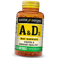 Витамин А и Д3 Vitamins A & D3 Mason Natural 100гелкапс (36529037)