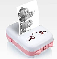 Портативный термопринтер jetix mini printer Pink, беспроводной детский минипринтер котик с термопечатью