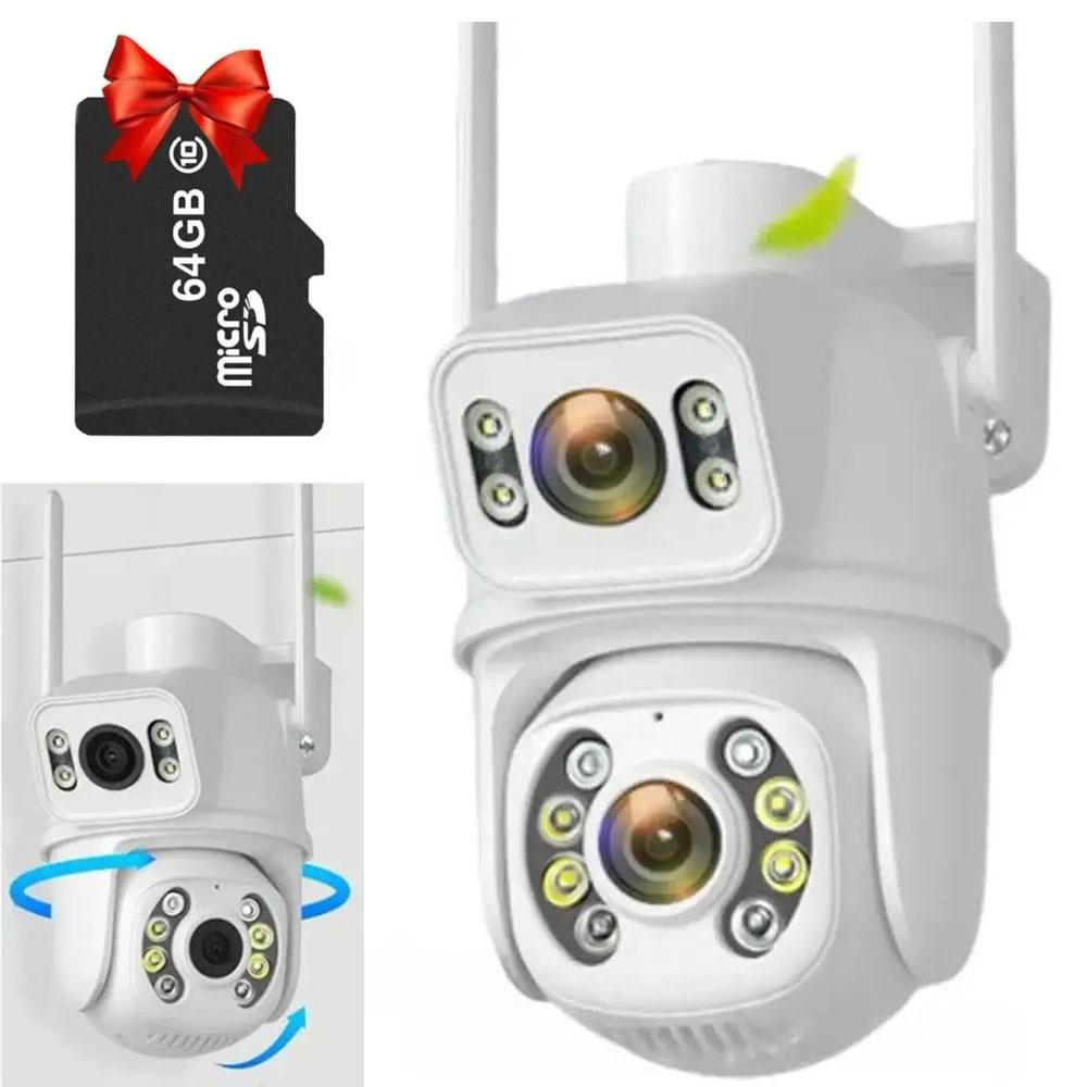 Вулична камера спостереження Dual IP Camera + Подарунок Карта пам'яті 64GB / Відеокамера поворотна, фото 1