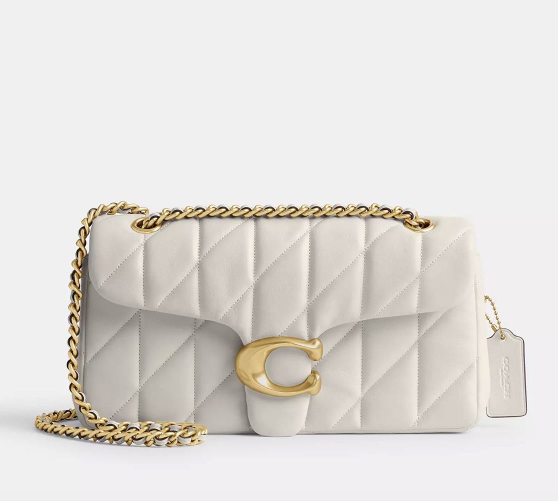 Жіноча сумка Coach QUILTED TABBY 26 Бежевий. (348)