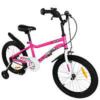 Велосипед дитячий для дівчинки RoyalBaby Chipmunk MK 18", OFFICIAL UA, рожевий 4-колісний від 5 до 7 років
