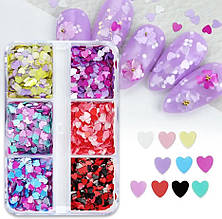 Набір різнокольорового декору для нігтів "Сердечки" 394 для манікюру та педикюру