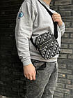 Сумка-месенджер Діор чоловіча текстильна через плече сумка-барсетка сіра для телефона та грошей, фото 5