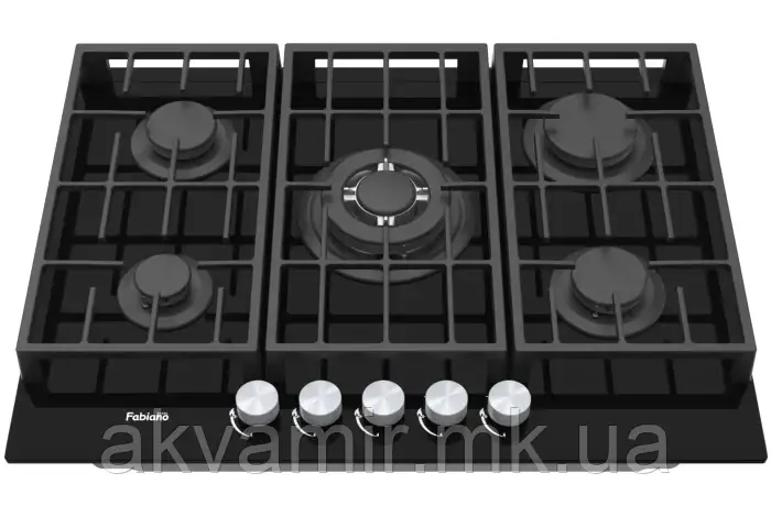Газова варильна поверхня Fabiano FHG 8255 VGHT Black Glass, фото 1