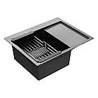 Кухонна мийка Lidz H6350BL PVD вбудована 3.0/1.0 мм Brush з сифоном, дозатором та кошиком, фото 5