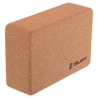 Блок для йоги пробковый опорный блок для фитнеса Zelart FI-7850-3