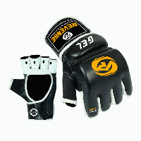 Перчатки боевые для MMA с поддержкой запястья р. L EV-18-1807 черно-бело-желтые, кожаные для дома и спортзала