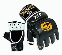 Перчатки боевые для MMA с поддержкой запястья р. XL EV-18-1807 черно-бело-желтые кожаные для дома и спортзала