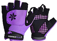 Велоперчатки женские открытые р. XS PowerPlay 5284 Фиолетовые с фиксацией запястья без пальцев лучшая цена с