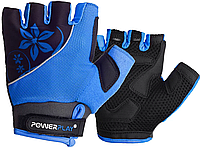 Велоперчатки женские открытые р. XS PowerPlay 5281 B Голубые на липучке без пальцев, дышащие лучшая цена с