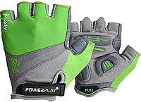 Велоперчатки женские открытые р. XS PowerPlay 5277 D Зеленые на липучке без пальцев, дышащие лучшая цена с