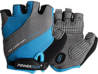 Велоперчатки женские открытые р. XS PowerPlay 5023 Голубые на липучке без пальцев, дышащие лучшая цена с