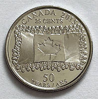 Канада 25 центов 2015, 50 лет Канадскому флагу.