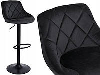 Барний стілець зі спинкою Bonro B-074 велюр чорне з чорною основою лучшая цена с быстрой доставкой по Украине