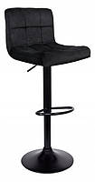 Барний стілець зі спинкою Bonro B-0106 велюр чорний з чорною основою лучшая цена с быстрой доставкой по
