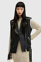 Urbanshop com ua Шкіряний жилет AllSaints BILLIE GILET жіночий колір чорний перехідна WL585Z РОЗМІРИ ЗАПИТУЙТЕ