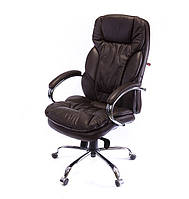 Крісло офісне на коліщатках Тіроль CH MB комп'ютерне крісло шкіряне, коричневе з навантаженням до 120 кг