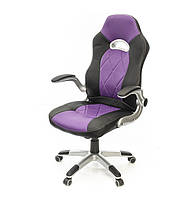 Кресло геймерское на колесиках Форсаж-8 PL TILT компьютерное кресло экокожа, фиолетовое с нагрузкой до 120 кг