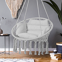 Подвесное садовое кресло-качалка «Гнездо аиста» с подушкой, серый