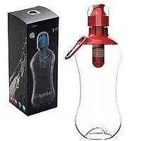 Бутылка для воды с фильтром 550 мл, Красная / Спортивная бутылка для питьевой воды / Фильтр-бутылка