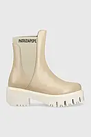 Urbanshop com ua Шкіряні черевики Patrizia Pepe жіночі колір бежевий каблук блок РОЗМІРИ ЗАПИТУЙТЕ