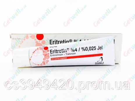 Eritretin %4 гель %4 / %0,025, 30 гр, Эритретин %4 ОРИГИНАЛ,крем -гель от акне. - фото 1 - id-p2179972531