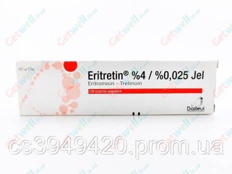 Eritretin %4 гель %4 / %0,025, 30 гр, Эритретин %4 ОРИГИНАЛ,крем -гель от акне. - фото 2 - id-p2179972531