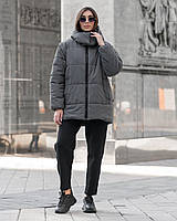 Серая женская зимняя куртка Staff swe gray oversize Nestore Сіра жіноча зимова куртка Staff swe gray oversize