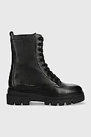 Urbanshop com ua Шкіряні черевики Tommy Hilfiger Monochromatic Lace Up Boot жіночі колір чорний на плоскому