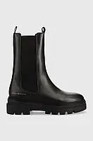 Urbanshop com ua Шкіряні черевики Tommy Hilfiger Monochromatic Chelsea Boot жіночі колір чорний на плоскому