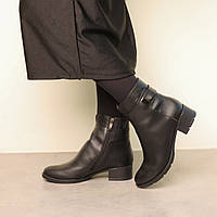 Ботинки кожаные с мехом Черные ботинки для мужчины Nestore Черевики шкіряні з хутром Чорні ботінки для
