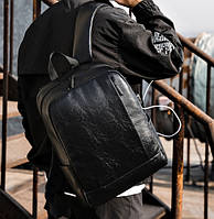 Классический мужской рюкзак черный экокожа SM