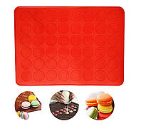 Силиконовый коврик для выпечки макарун, печенья 40 х 30 см красный Genes GG, код: 8248064