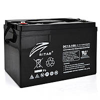 Акумуляторна батарея CARBON RITAR DC12-100C, Black Case, 12V 100.0Ah, 2000-5000 циклів, до 15 років термін служби (355*250*260) Q1