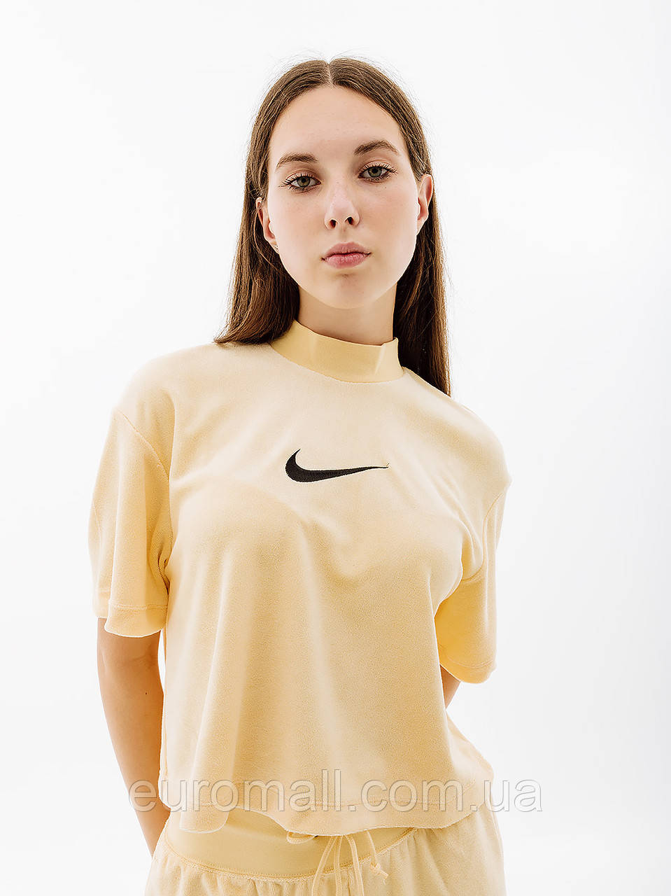 Футболка жіноча Nike W NSW MOCK SS TEE TRRY MS бежева FJ4894-294 FJ4894-294 Розмір EU: XS, фото 1