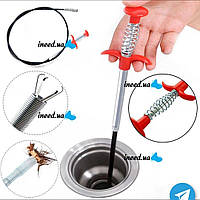 Трос для чищення труб каналізації 1.5 м Кабель для прочищення від засмічень каналізаційних труб гнучке захоплення I&S