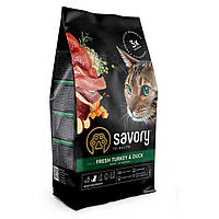 Сухой корм для взрослых капризных кошек Savory 400 г (индейка и утка) p