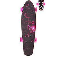 Детский скейт лонгборд 22 LB21001 RL7T колеса PU со светом Розовый Nestore Дитячий скейт, лонгборд 22" LB21001