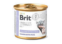 Вологий корм для котів при захворюваннях шлунково-кишкового тракту Brit GF Veterinary Diet Cat Cans 200 г (лосось та горох) p