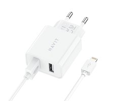 Зарядний пристрій для телефона 2.1А 2 USB + кабель Lightning ST115 HAVIT