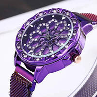 Часы женские с каучуковым ремешком Classic Diamonds Фиолетовые - htpk
