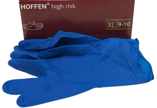 XL Рукавички HOFFEN (Hoff Medical) латексні нестерильні неопудрені 25 пар Сині, фото 1