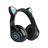 Полноразмерные наушники беспроводные Cat Headset Y 047 Bluetooth с подсветкой и кошачьими ушками Black Mix